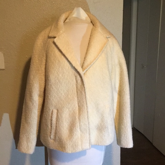 Land’s End Cream Wool Blend Coat - Picture 1 of 5